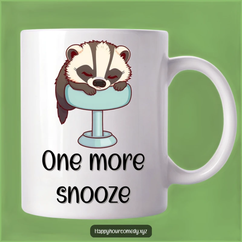 Funny Sleepy Badger Mug: Tired Badger Seeking Comfort, Perfect Funny Gift