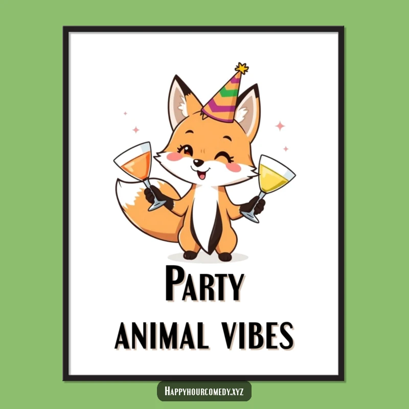 Funny Fox Juggler Digital Art Print: Instant Party Vibes With This Playful Fox, Great Funny Gift