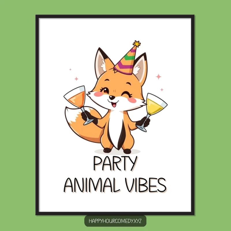 Funny Fox Juggler Poster: Add Whimsy To Walls With This Playful Fox Art, Great Funny Gift