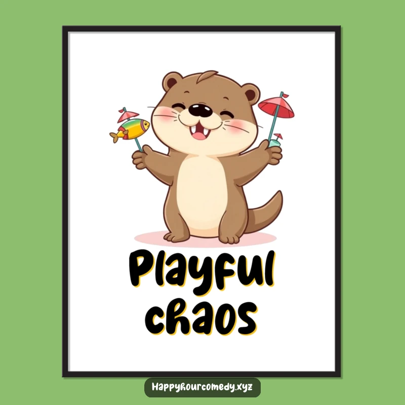 Funny Otter Juggling Poster: Playful Otter Art, Vibrant Funny Gift Decor