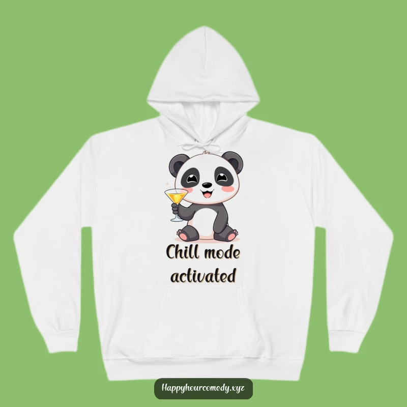 Cozy Funny Panda Martini Hoodie: Cute Panda with Tiny Glass, Warm Funny Gift Apparel