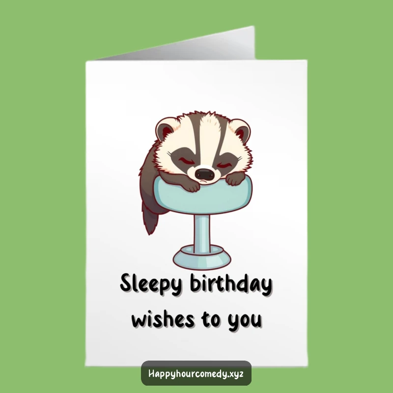 Free Printable Birthday Card: Sleepy Badger Chill, Cozy DIY Downloadable Gift