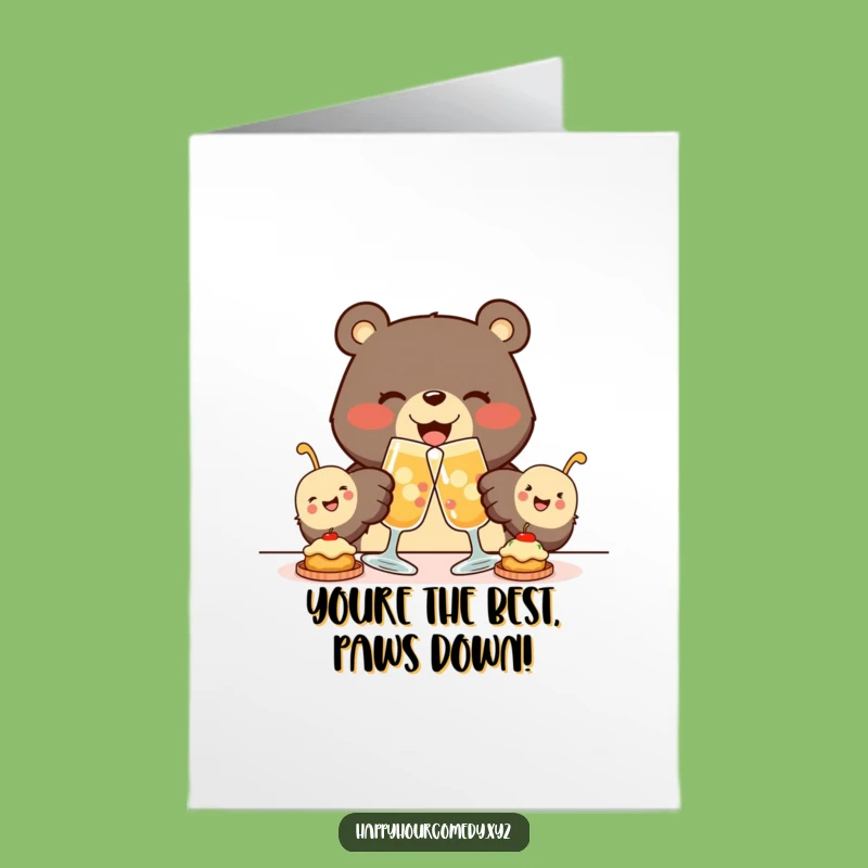 Free Printable Congrats Card: Bear Appetizer Toast, Whimsical Downloadable Gift