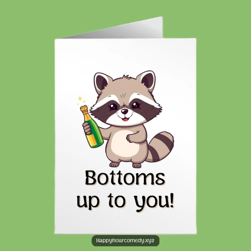 Free Printable Congrats Card: Raccoon Champagne Celebration, Festive Downloadable Gift