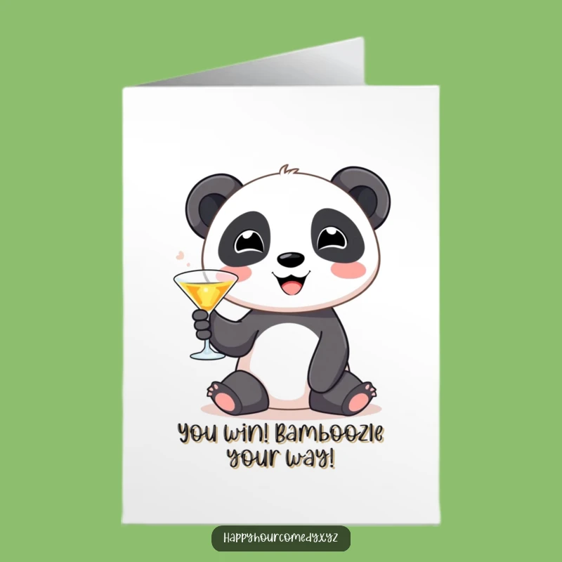 Free Printable Panda Martini Congratulations Card: Funny Downloadable Cheers Gift