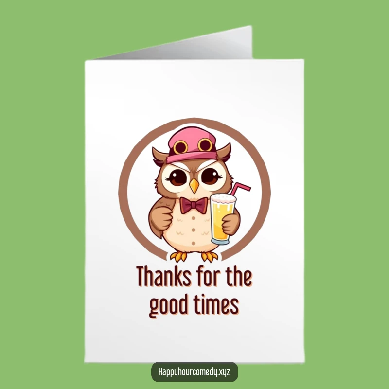 Free Printable Thank You Card: Grateful Owl Bartender, Amazing Downloadable Gift