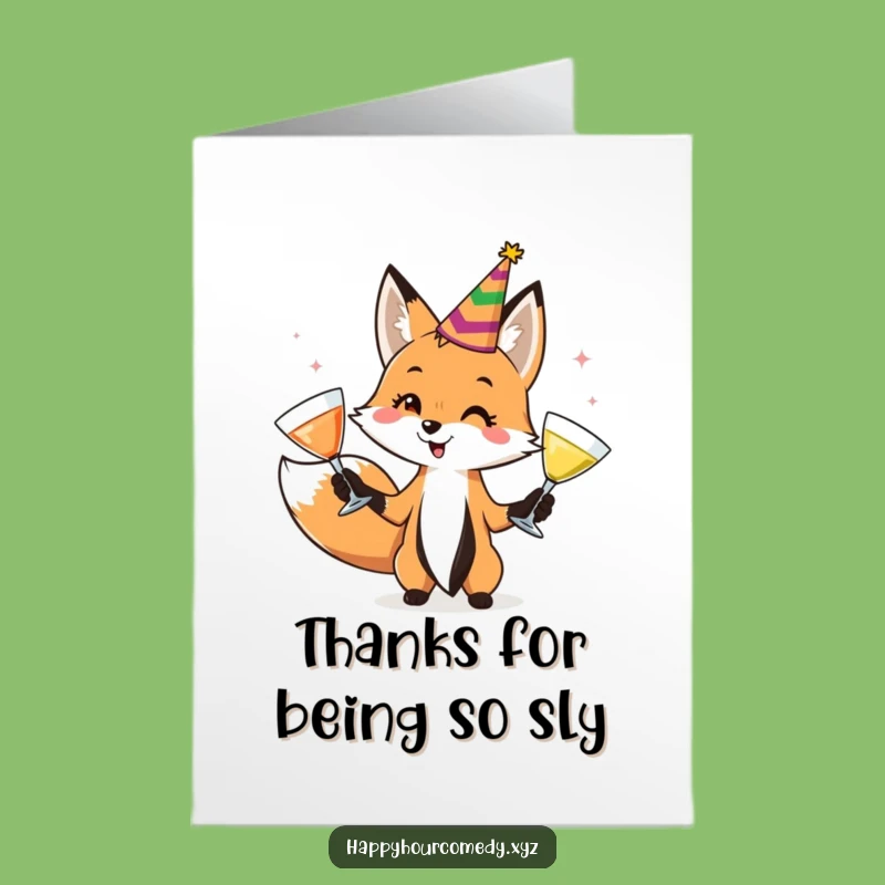 Free Printable Thank You Card: Juggling Fox Gratitude, Whimsical Downloadable Gift