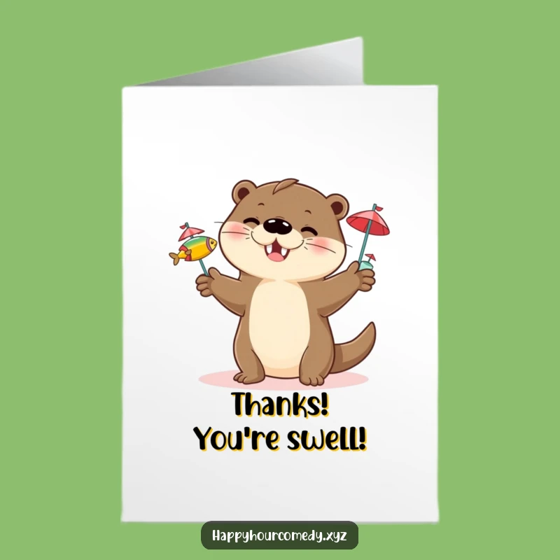 Free Printable Otter Thank You Card: Funny Downloadable Gift for Oceans of Gratitude