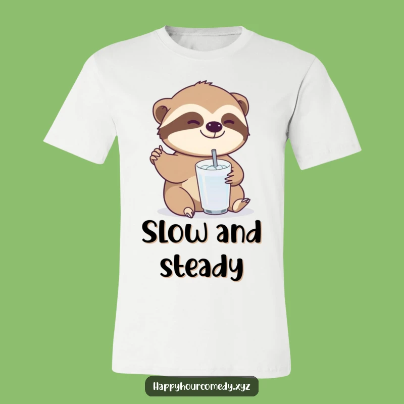 Funny Sloth Drink T-Shirt: Relaxed Sloth Sipping, Awesome Funny Gift