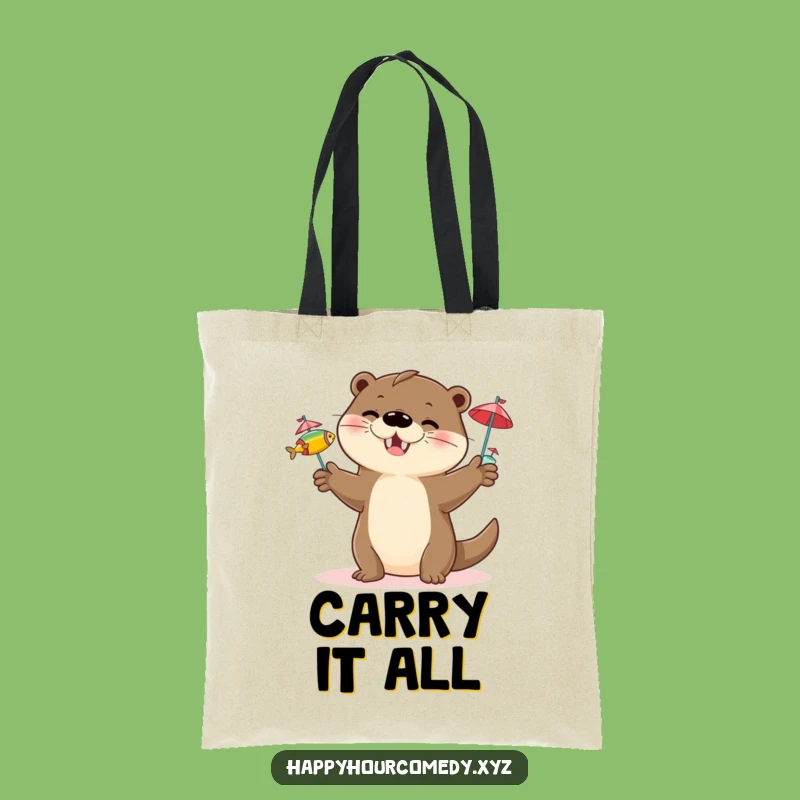 Funny Otter Juggling Tote Bag: Playful Otter Carrier, Practical Funny Gift